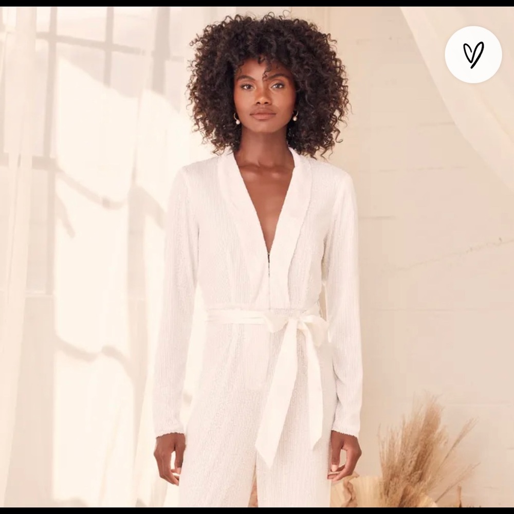Lulu’s “I Always Do” white sequin jumpsuit